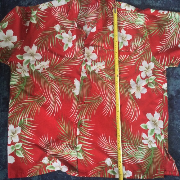 Rima XL Hawaiian Oversized Orchid Palm Tress Party Short Sleeve Button Up Shirt - Picture 7 of 9